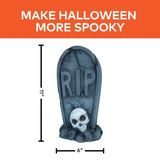 11" Light-Up LED Tombstone with Skull Blow Mold Halloween Decoration