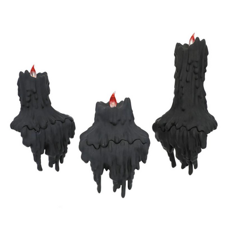 Light-Up LED Melting Black Plastic Candles Halloween Decoration