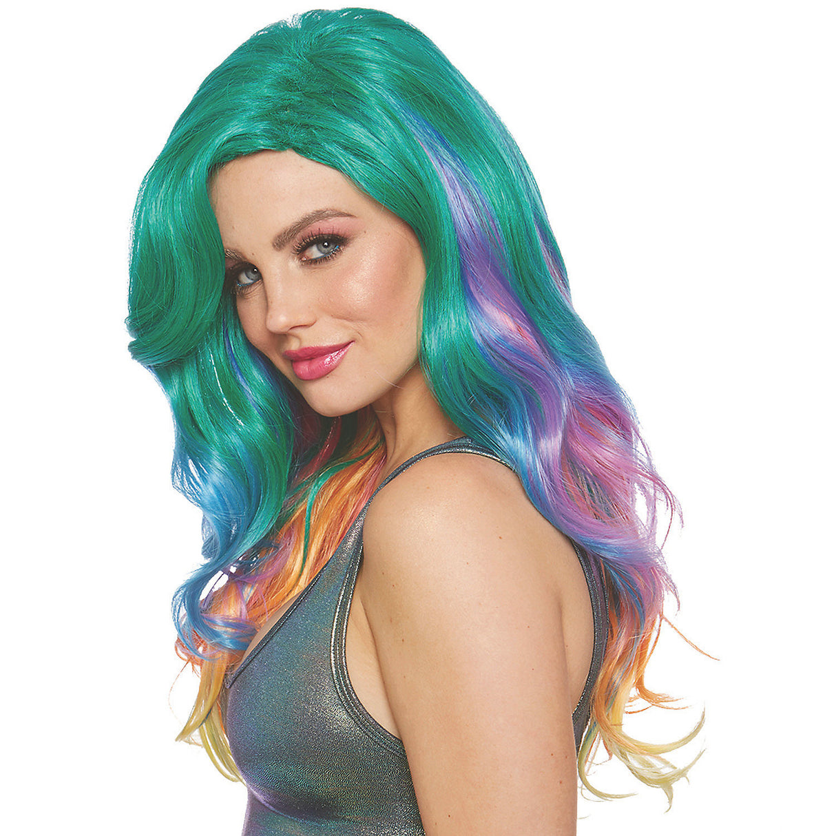 Vibrant Jewel Tone Rainbow Wig for Magical Unicorn Fairy Looks Festivals and Cosplay Events