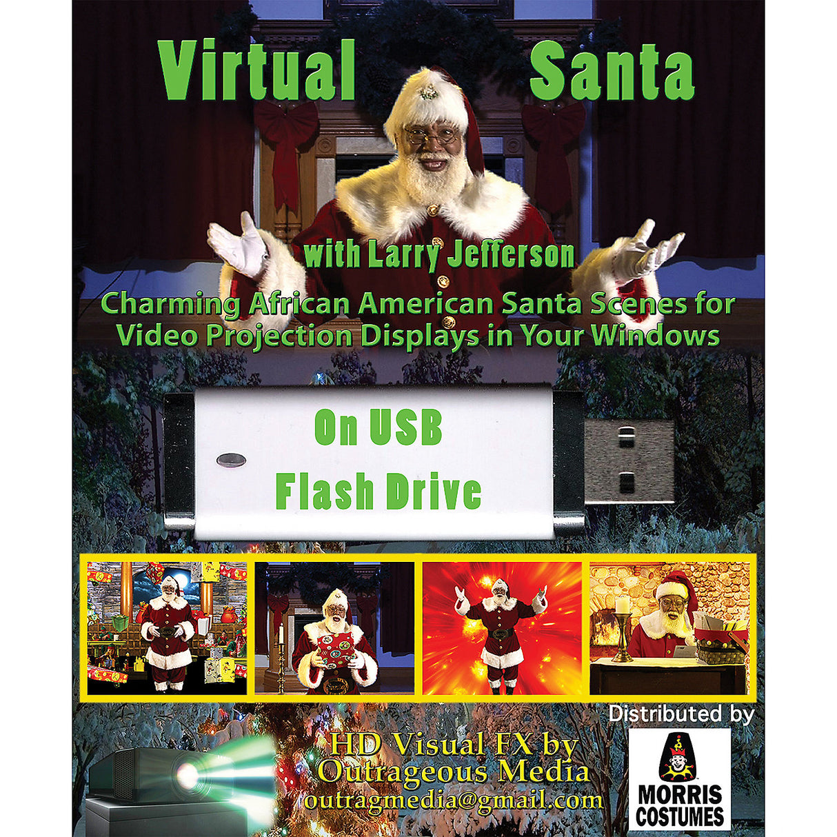 Santa Black Virtual Digital Decor Costume for Christmas Events Holiday Parties and Family Gatherings