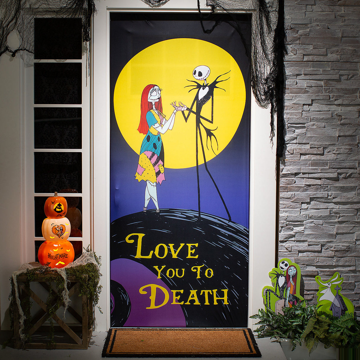 Giant Nightmare Before Christmas Love You to Death Wall Hanging for Halloween Parties and Themed Decorations