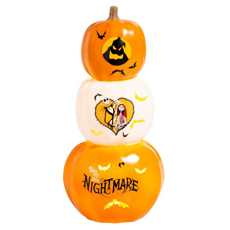 The Nightmare Before Christmas Light-Up Stacked Pumpkins Tabletop Decoration, 18 1/2"