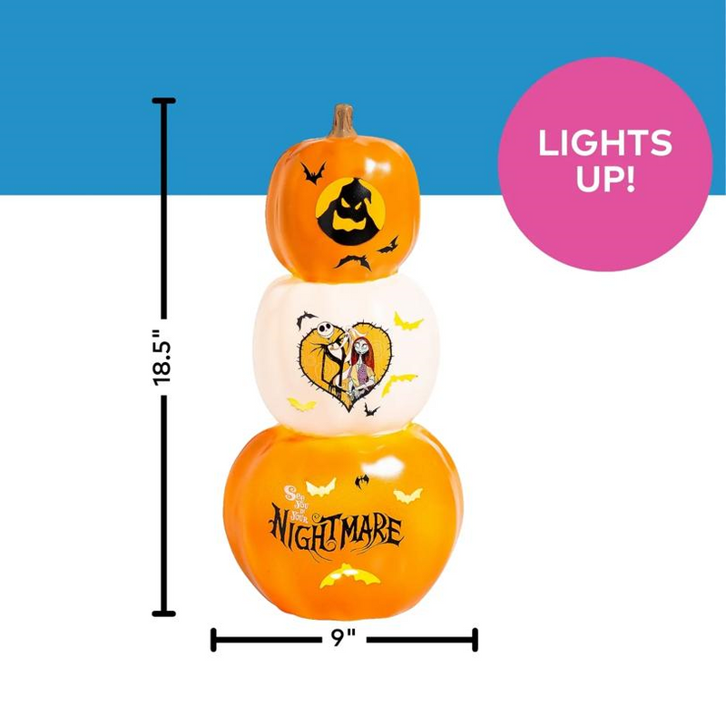 The Nightmare Before Christmas Light-Up Stacked Pumpkins Tabletop Decoration, 18 1/2"