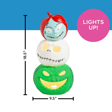 The Nightmare Before Christmas Light-Up Jack, Sally & Oogie Boogie Decoration, 18 1/2"