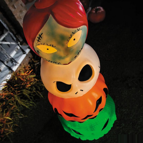 49" Light-Up The Nightmare Before Christmas Character Pumpkin Stack Halloween Decoration