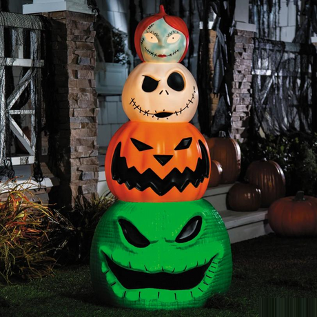 49" Light-Up The Nightmare Before Christmas Character Pumpkin Stack Halloween Decoration