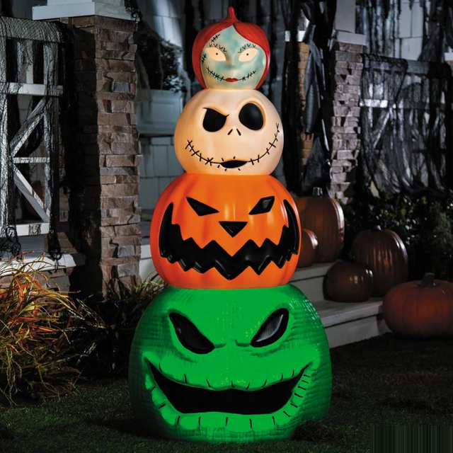 49" Light-Up The Nightmare Before Christmas Character Pumpkin Stack Halloween Decoration