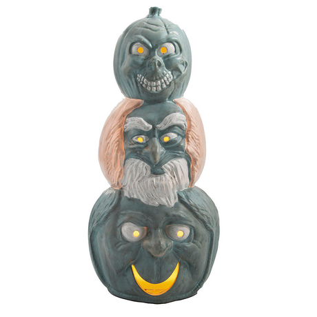 18" Light-Up Hitchhiking Ghosts Pumpkin Stack Halloween Outdoor Decoration