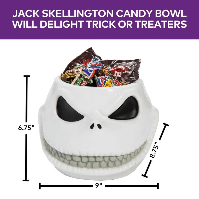 6 3/4" The Nightmare Before Christmas Jack Skellington Candy Bowl Halloween Decoration