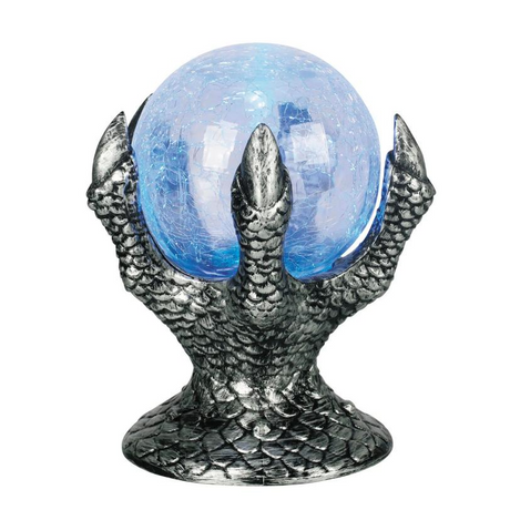 Light-Up Mystic Crystal Ball on Hand Halloween Tabletop Decoration 6 1/2"