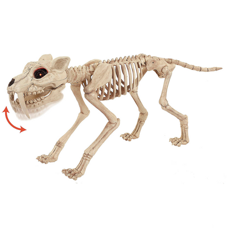 Animated Light-Up Tiger Skeleton Halloween Decoration, 18 1/2"