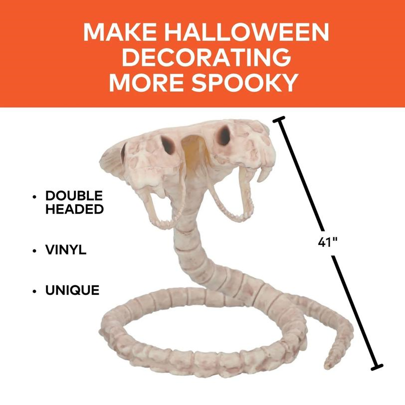 5 1/2" Two-Headed Cobra Snake Skeleton Halloween Decoration