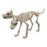 Animated Two-Headed Doberman Dog Skeleton Halloween Decoration 37 3/4
