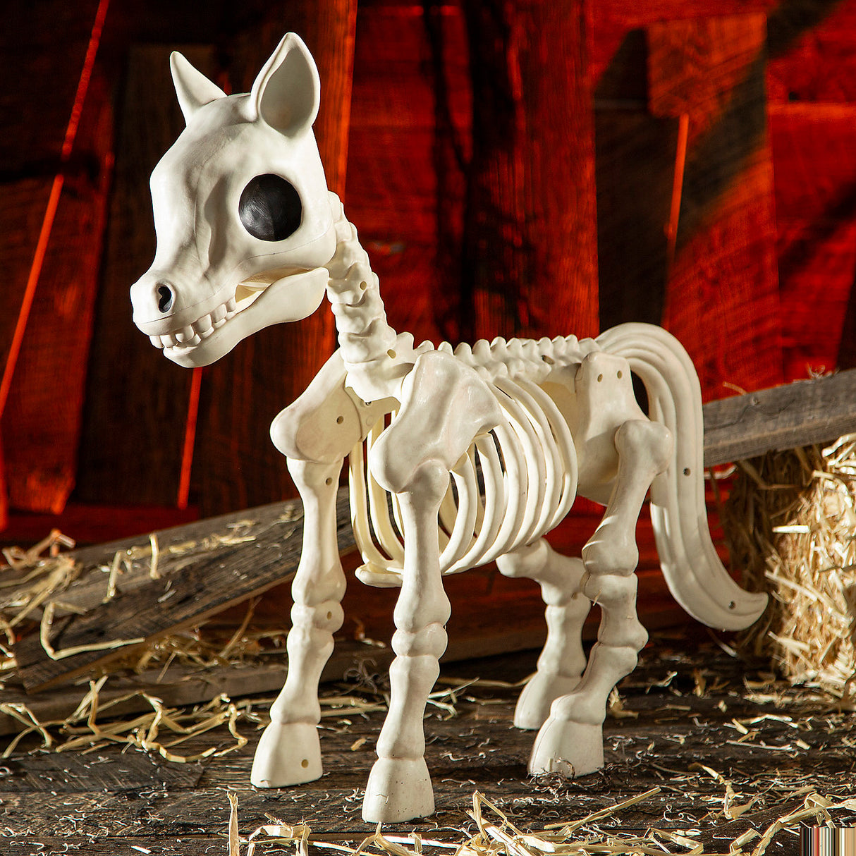 Fun Standing Pony Skeleton Decoration for Halloween Parties and Spooky Celebrations