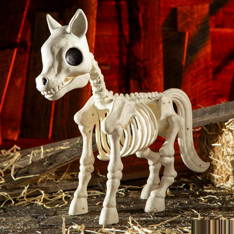 Standing Pony Plastic Skeleton Halloween Decoration 25" x 23"