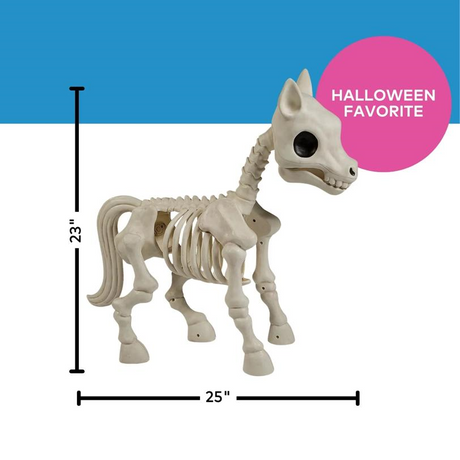Standing Pony Plastic Skeleton Halloween Decoration 25" x 23"