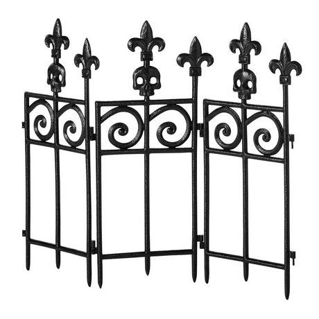45" Black Plastic Fence with Scroll Work Halloween Decoration