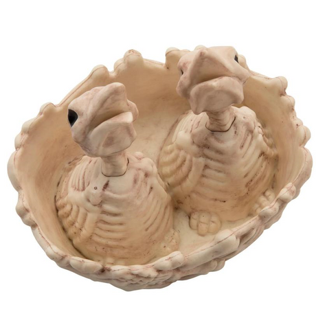5 1/2" Bone Bird Nest with Baby Bird Skeletons Halloween Decoration