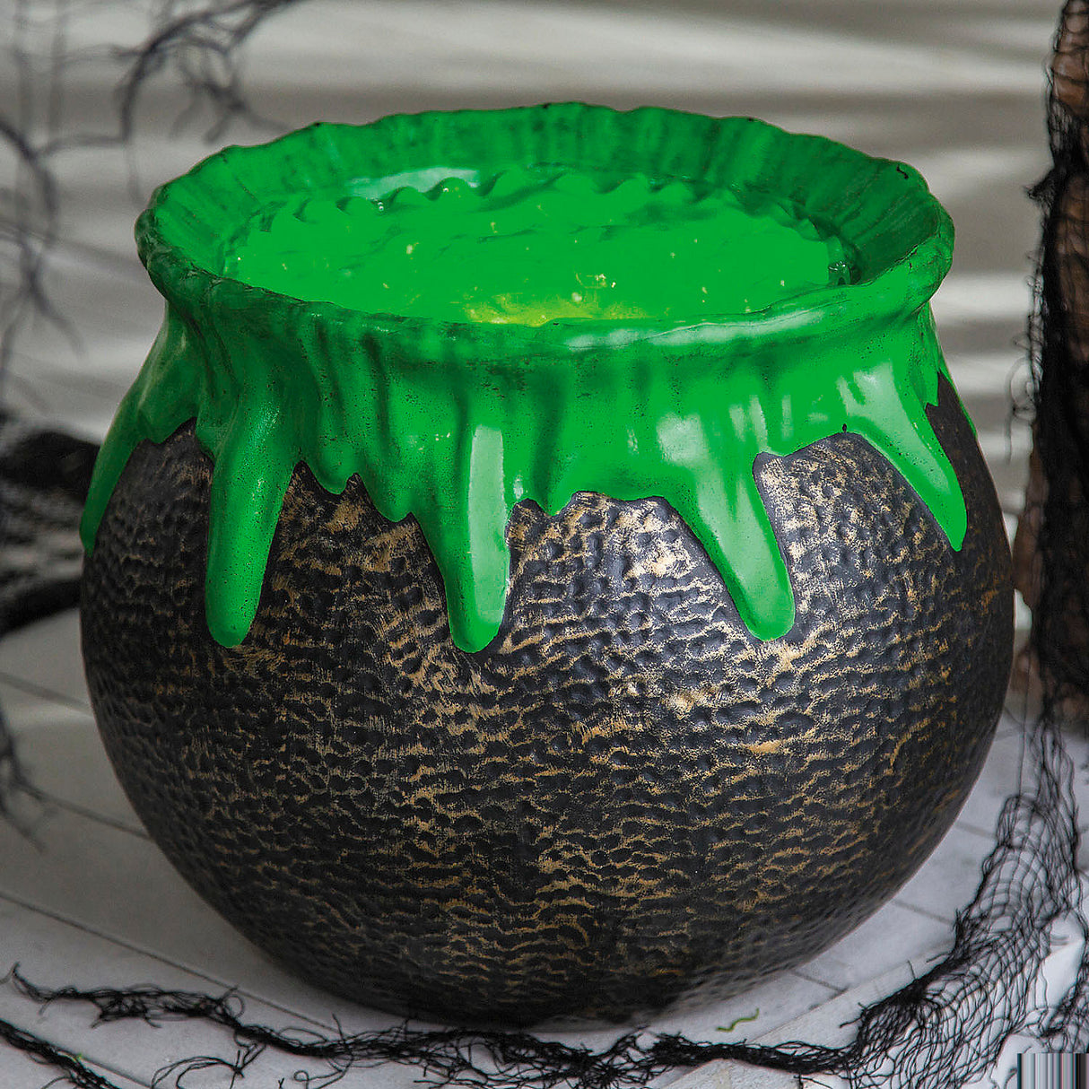 Sound Activated Bubbling Cauldron Halloween Decoration for Spooky Parties and Haunted Houses