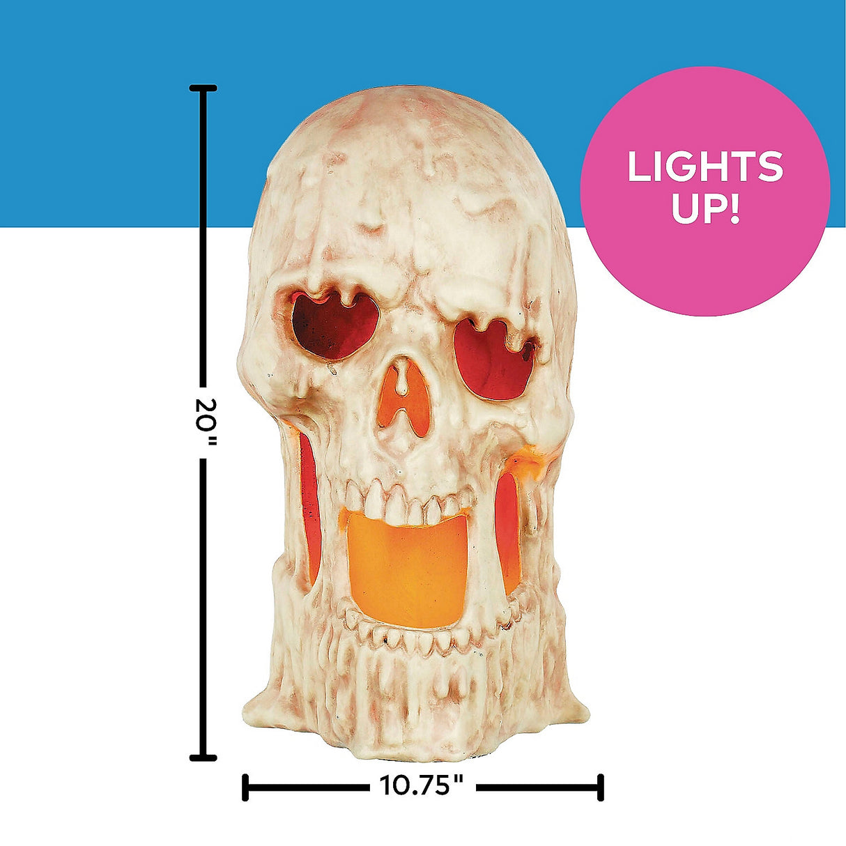 Eerie Light-Up Flaming Plastic Skull Decoration for Halloween Tabletop Displays and Haunted Decor