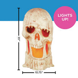 Eerie Light-Up Flaming Plastic Skull Decoration for Halloween Tabletop Displays and Haunted Decor