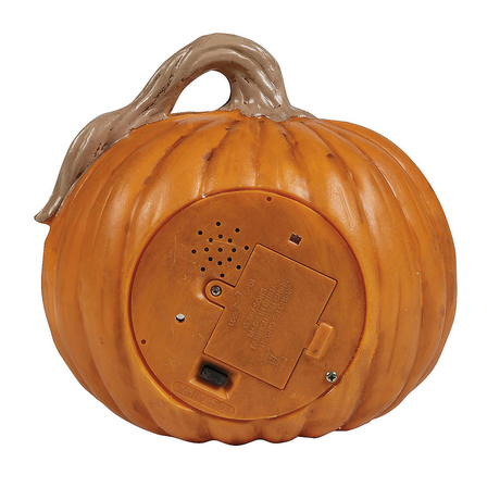 Light-Up Creepy Plastic Pumpkin with Sound Halloween Decoration 8 1/4"