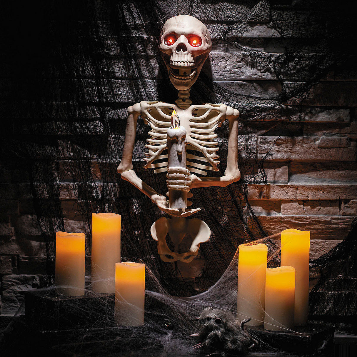 Decorative Skeleton Holding Candle Wall Sconce for Halloween Parties Haunted House Decor