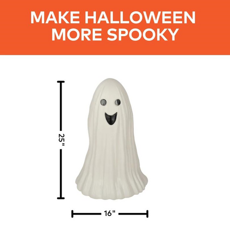 25" Light-Up Smiling Ghost Blow Mold Figure Tabletop Halloween Decoration