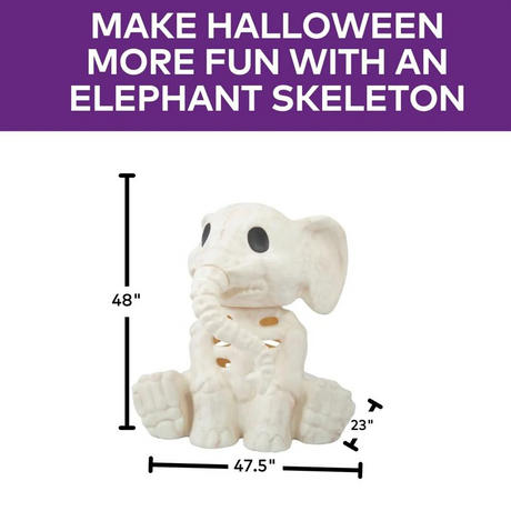 18 1/2" Sitting Elephant Skeleton Halloween Decoration