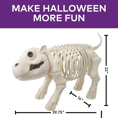 22" Standing Hippo Skeleton Halloween Decoration