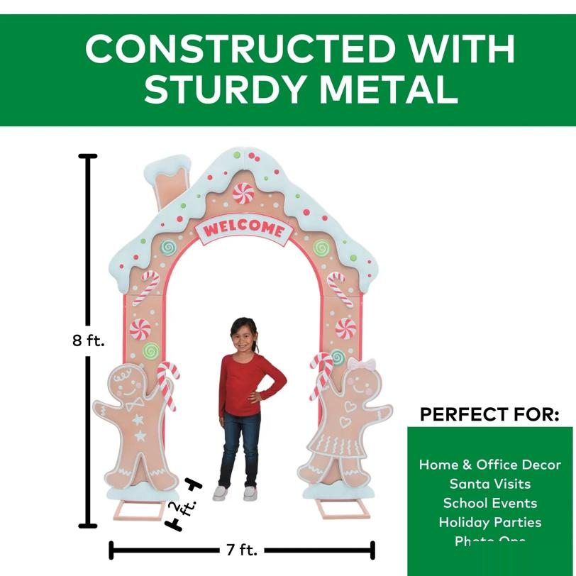 8 Ft. Gingersnap Iron Archway Christmas Decoration