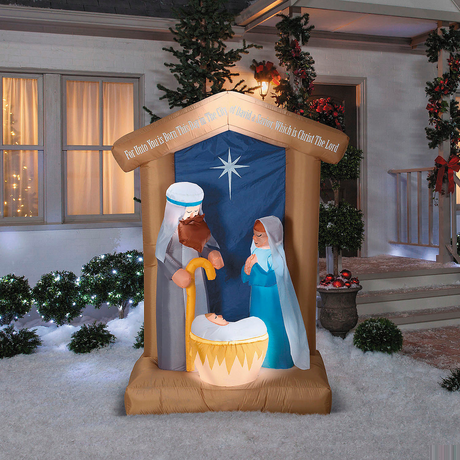78" Airblown Inflatable Light-Up LED Nativity Scene with Archway Outdoor Yard Decoration