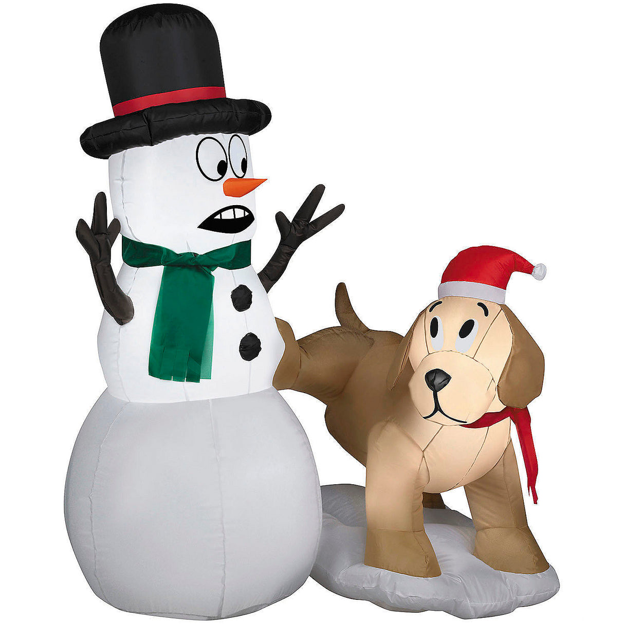 4 Ft Airblown Inflatable Snowman with Golden Retriever for Outdoor Holiday Decorations