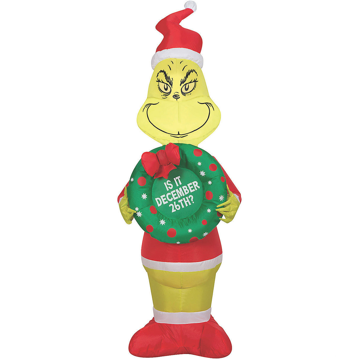 Airblown Grinch Inflatable with Wreath for Holiday Decorations and Christmas Festivities