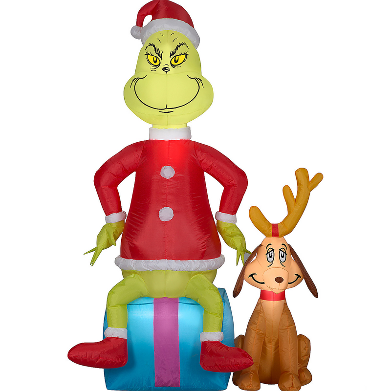 Airblown Grinch with Max Outdoor Decor for Holiday Celebrations and Christmas Spirit