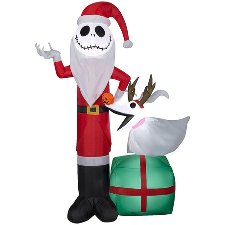 5 Ft. Airblown Blowup Inflatable Jack Skellington & Zero with Built-In Lights Halloween Outdoor Yard Decoration