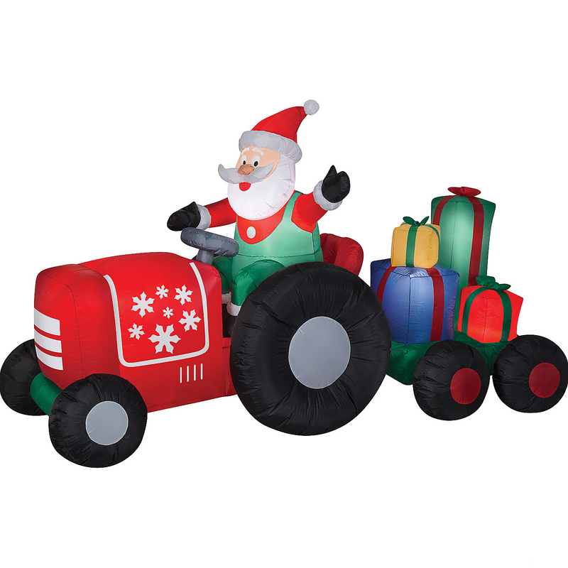 Inflatable Santa on Tractor Airblown Decoration for Christmas Outdoor Yard Displays