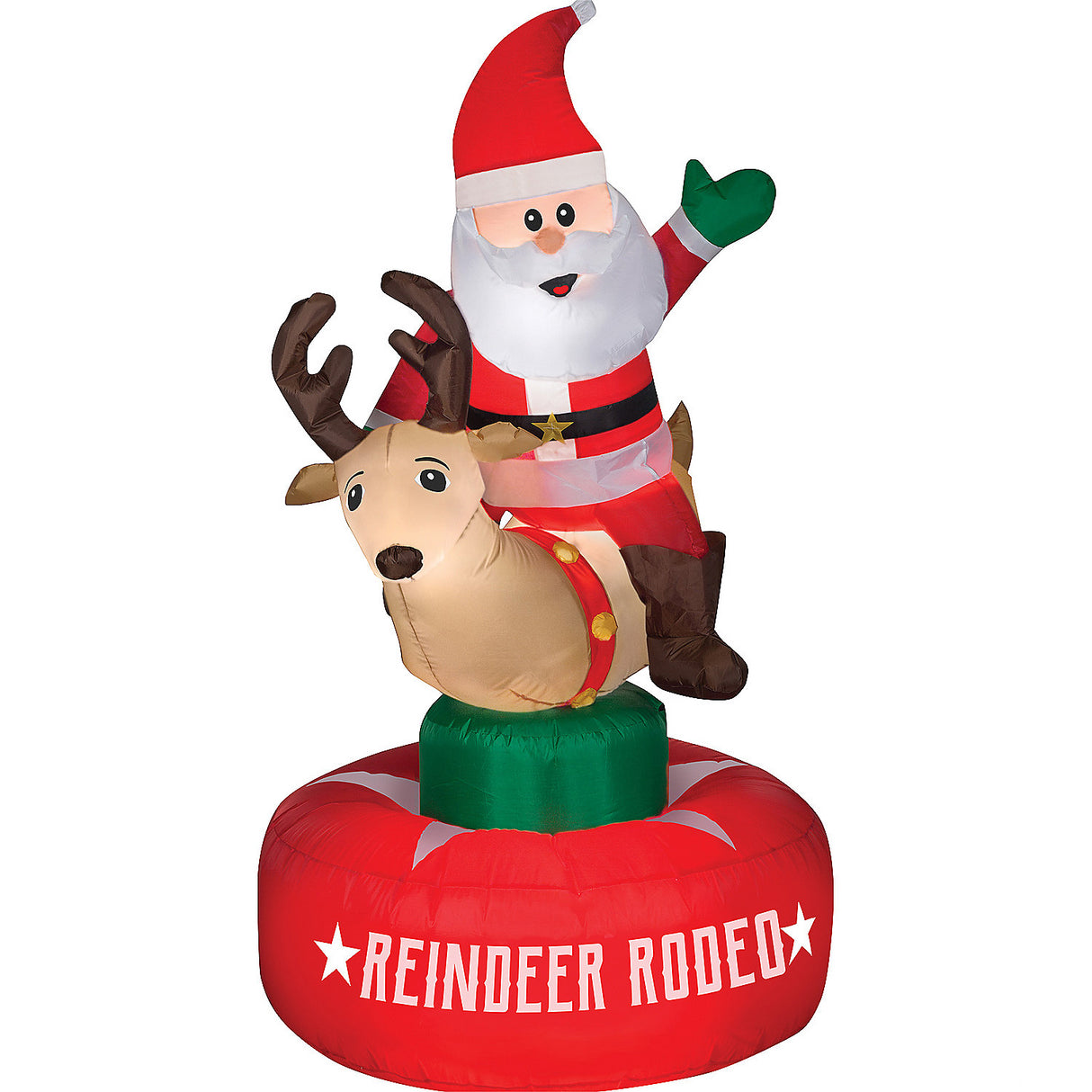Airblown Animated Santa Reindeer for Holiday Outdoor Decor and Festive Celebrations