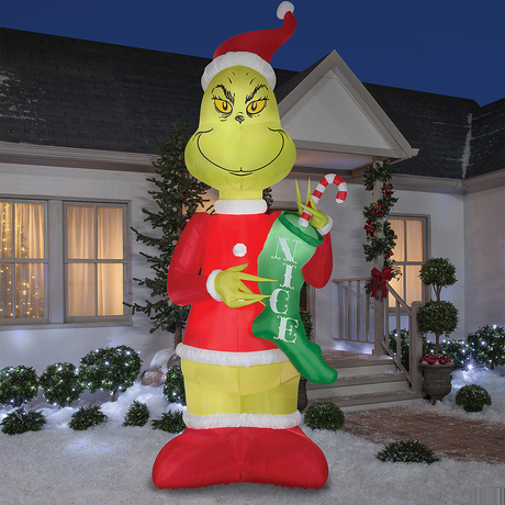 Blow Up Inflatable Grinch with Stock Giant Outdoor Yard Decoration