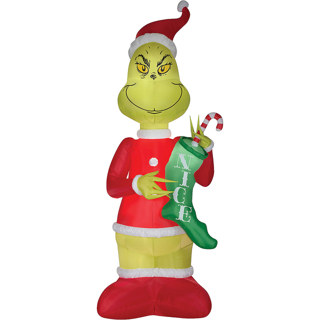 Blow Up Inflatable Grinch with Stock Giant Outdoor Yard Decoration