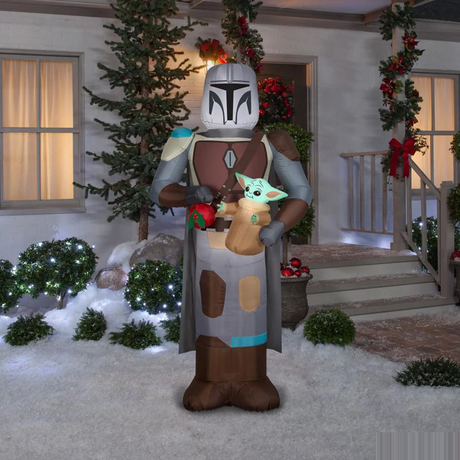 6 Ft. 5" Airblown Inflatable Light-Up Star Wars Mandalorian & Grogu Christmas Yard Decoration