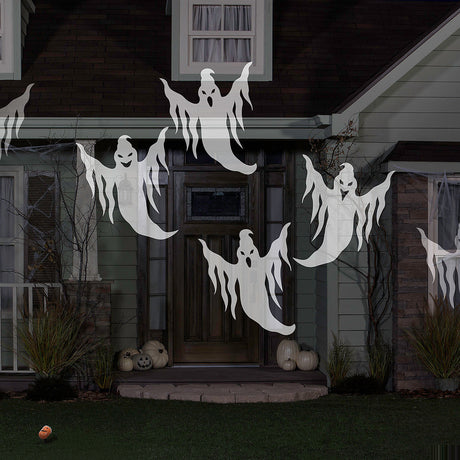 Lightshow Whirl-A-Motion Ghosts White Projection Light Halloween Outdoor Yard Decoration 11"