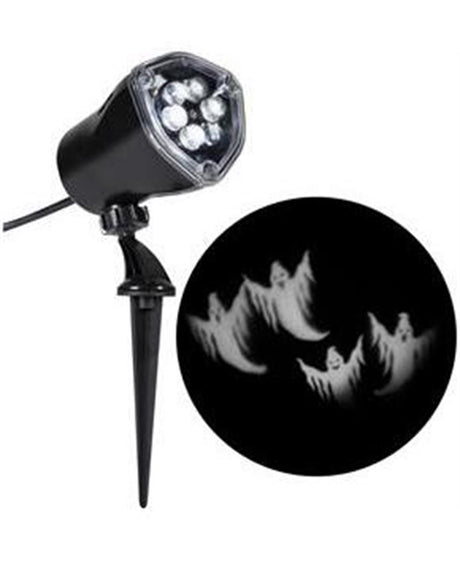 Lightshow Whirl-A-Motion Ghosts White Projection Light Halloween Outdoor Yard Decoration 11"