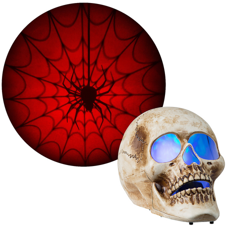 Blazing Scenes 10-inch Skull with Red Spider Web Projection