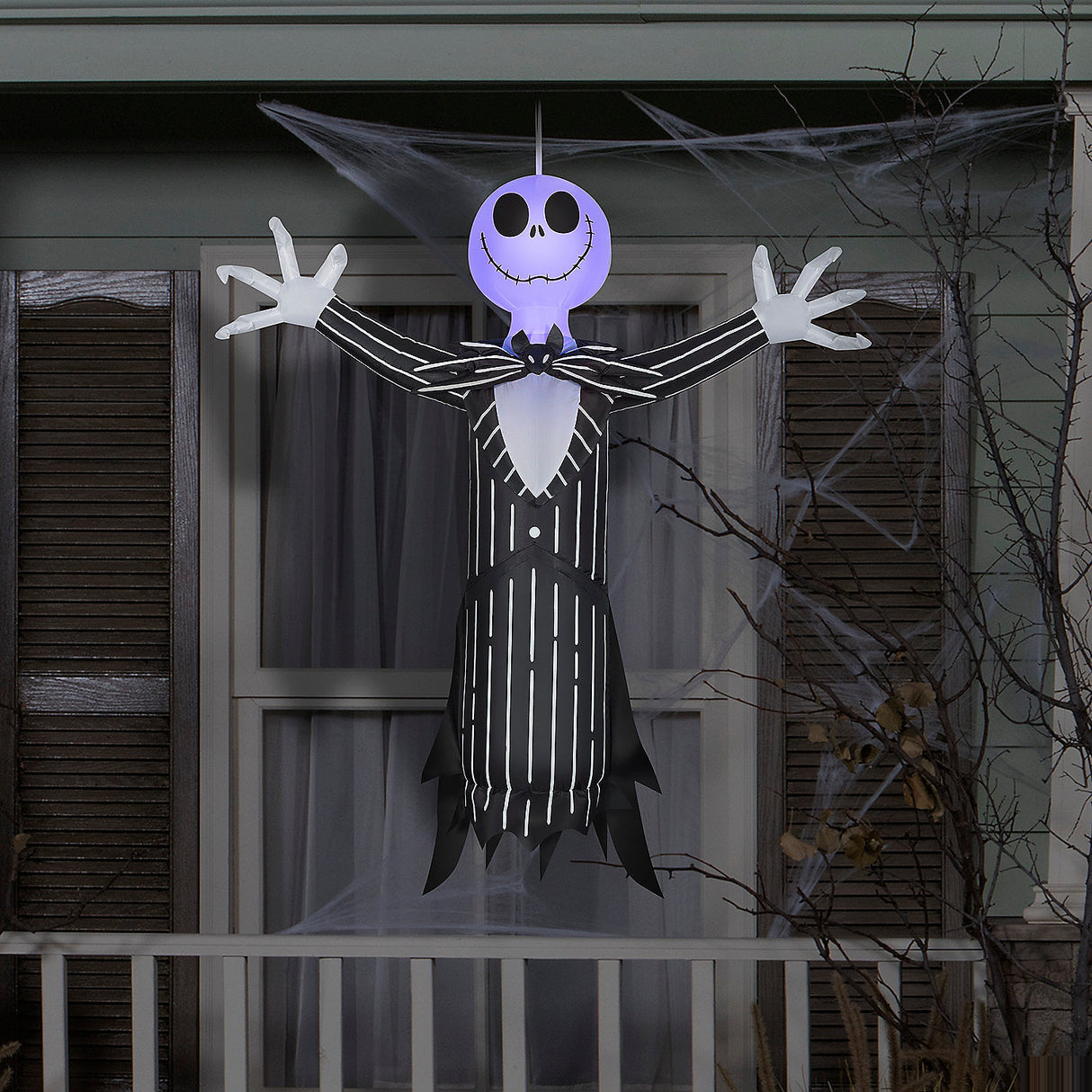 Decorative 48 Inch Airblown Inflatable Light-Up Nightmare Before Christmas Jack for Spooky Outdoor Displays