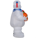 42"Airblown Blowup Inflatable Ghostbusters Stay Puft Marshmallow Man with Jack-O-Lantern Halloween Outdoor Yard Decoration