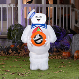 42"Airblown Blowup Inflatable Ghostbusters Stay Puft Marshmallow Man with Jack-O-Lantern Halloween Outdoor Yard Decoration