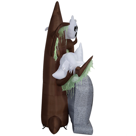 8 Ft. Airblown Blowup Inflatable Tombstone with Haunted Ghost Tree ShortCircuit Lightshow Halloween Outdoor Yard Decoration