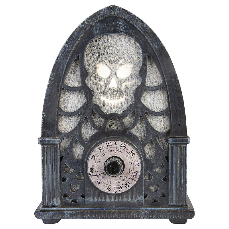 Spooky Light-Up Black Haunted Radio for Halloween Parties Events and Haunted House Decorations