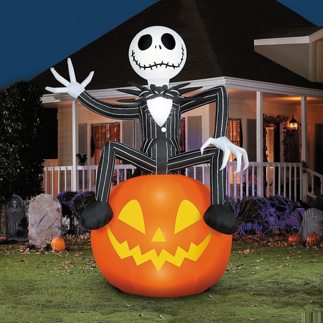 Airblown Inflatable Giant Jack Skellington on Pumpkin Halloween Yard Decoration 114"